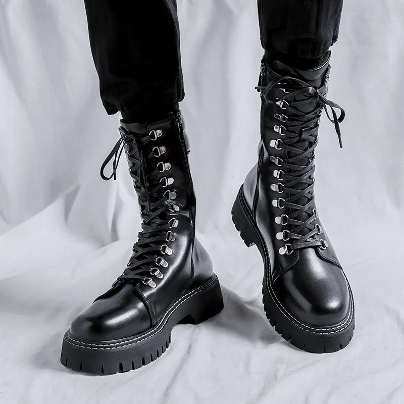 DARK HIGH TOP LEATHER BOOTS