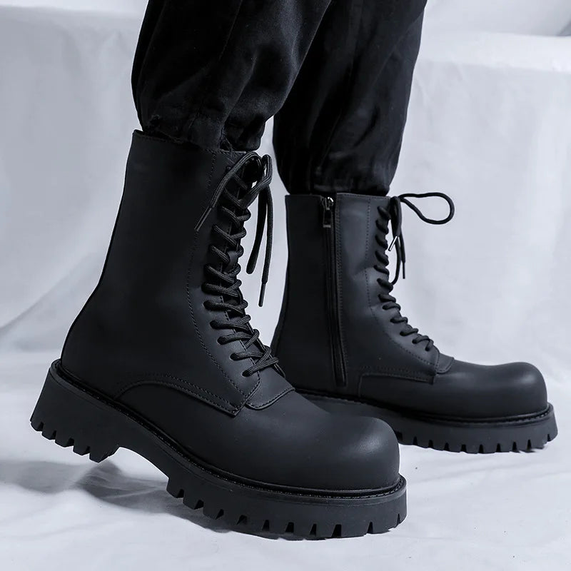 SIDE ZIPPER LEATHER BOOTS
