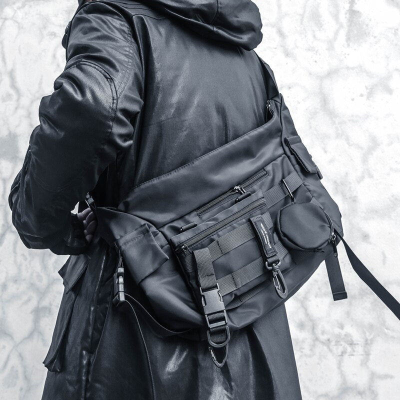 cyberpunk black techwear bag