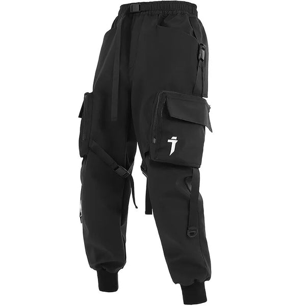 streetwear-inspired pair of black cargo pants