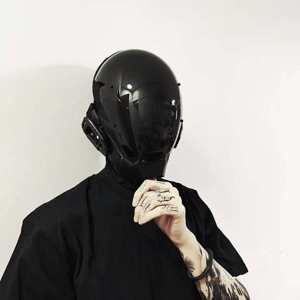 Futuristic cyberpunk black headwear
