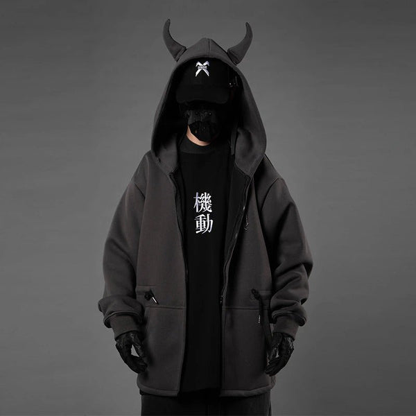 Futuristic gray streetwear hoodie